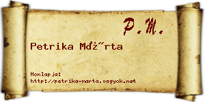 Petrika Márta névjegykártya