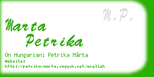 marta petrika business card